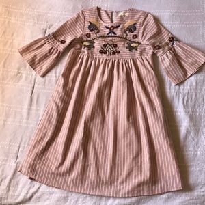 Hope Ave Roolee Muave striped embroidered dress